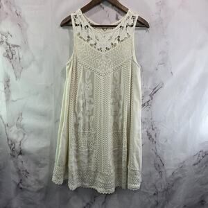 Vanessa Dress Women 6 Cream White Eyelet Lace Crochet Tank Boho Cottonwood